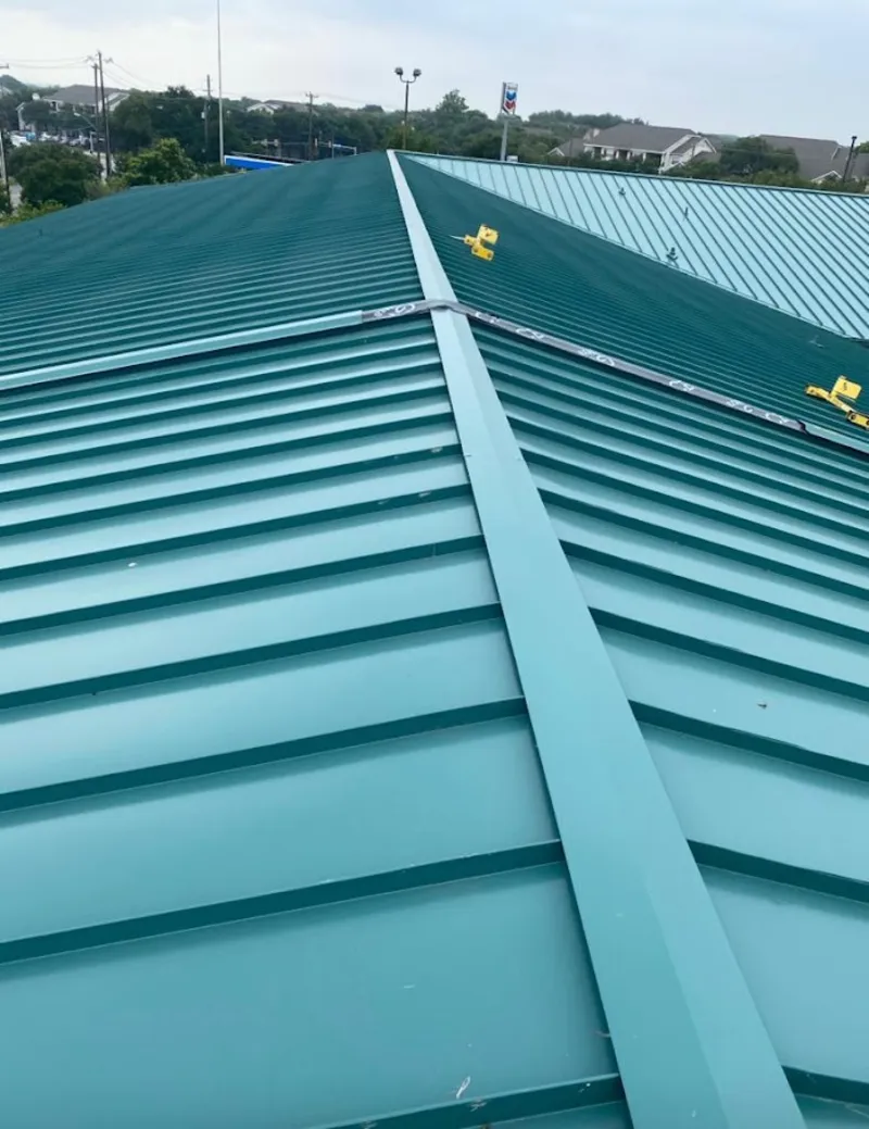 Green commercial metal roof ridge and valley for Metal Roof Repair in Dania Beach